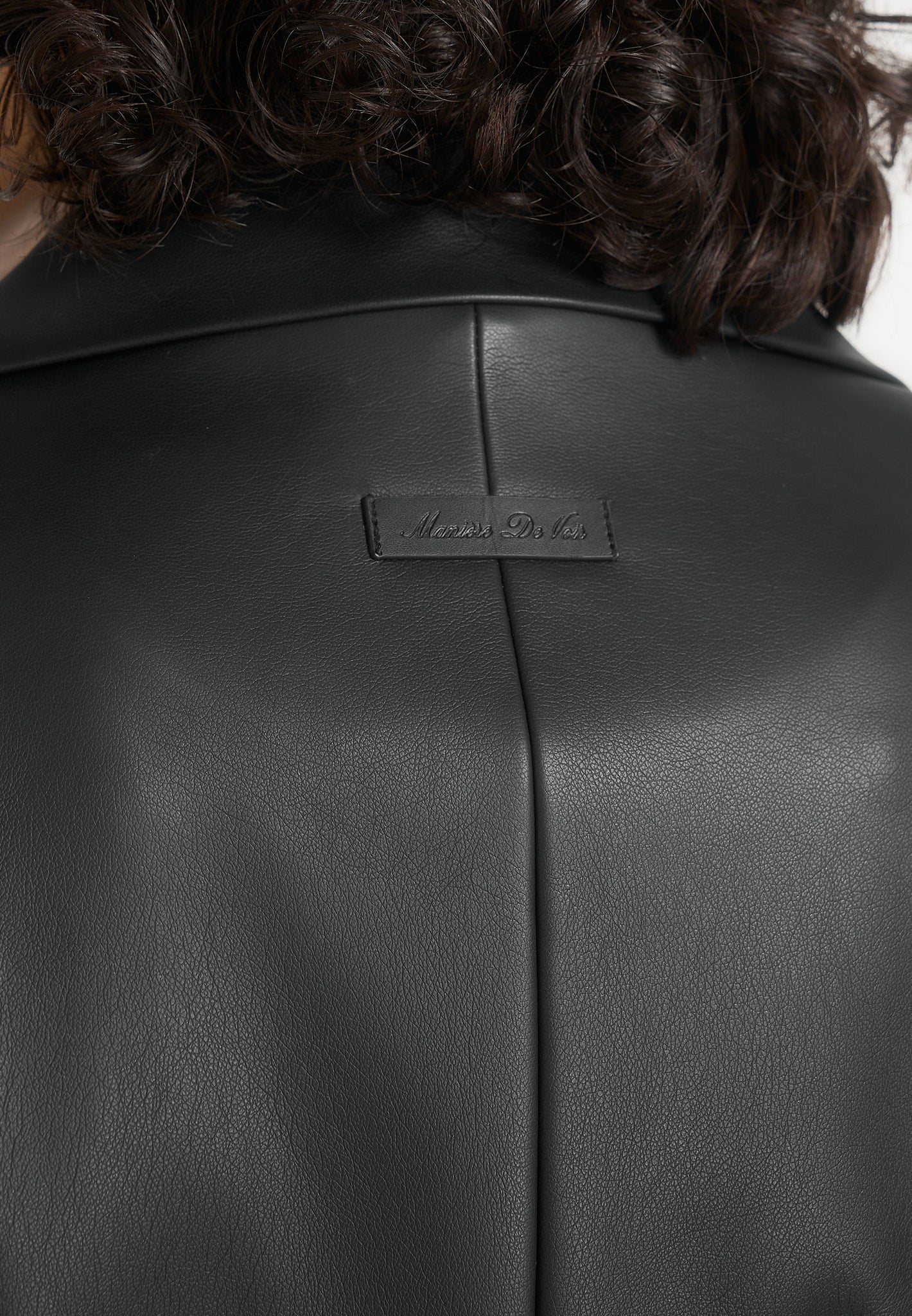 Esma - Leather Asymmetric Coat with Cinch Belt - Black