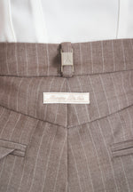 Lorette - Pinstripe Twin Pleat Tailored Shorts - Taupe