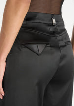 Julie - Satin Twin Pleat Pants - Black