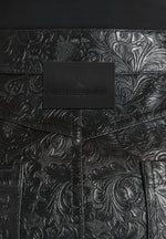Ruth - Embossed Leather Mid Rise Trousers - Black
