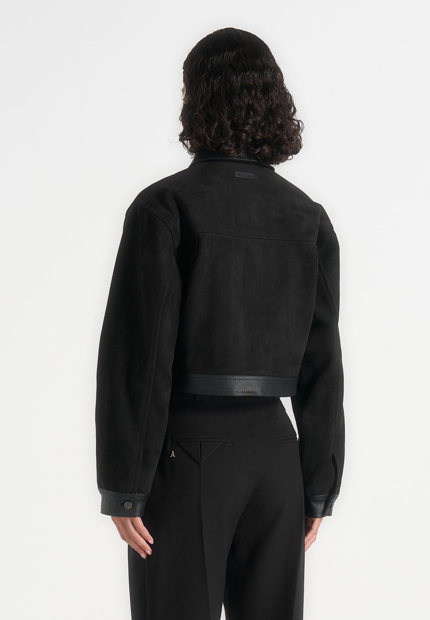 Denise - Suede & Pebbled Leather Jacket - Black