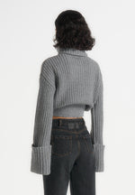 Amaya - Roll Neck Knit Sweater With Cuffs - Grey