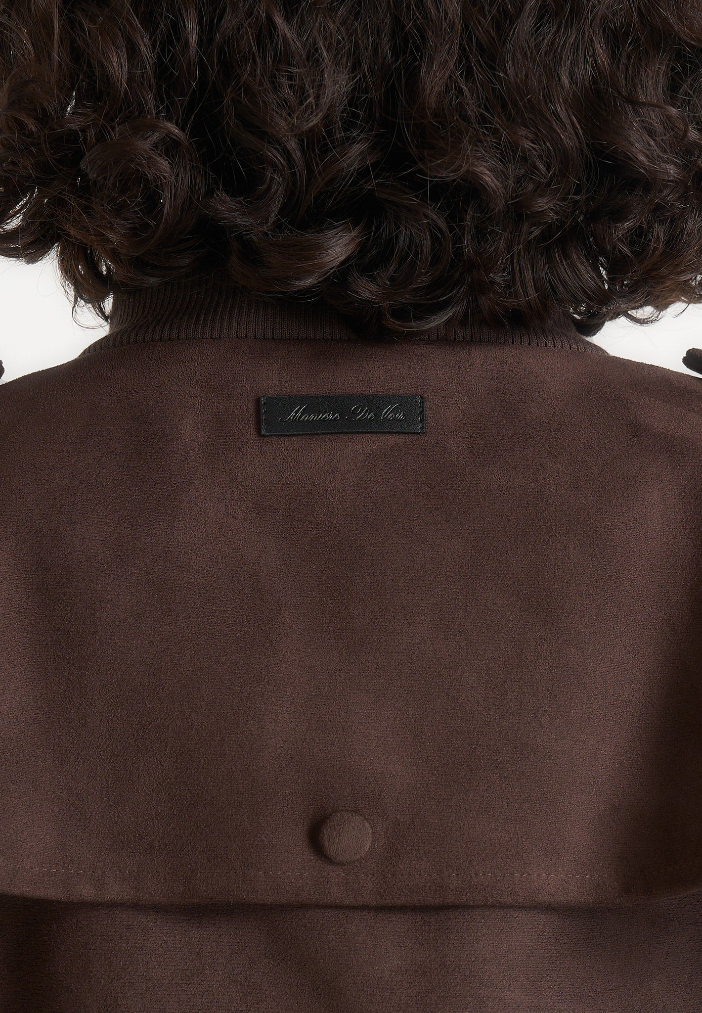 Delfina - Suede Layered-Shoulder Cropped Bomber Jacket - Brown