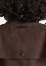 Delfina - Suede Layered-Shoulder Cropped Bomber Jacket - Brown