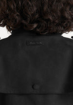 Delfina - Suede Layered-Shoulder Cropped Bomber Jacket- Black