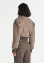 Cosette - Wool Lapel Bomber Jacket - Taupe