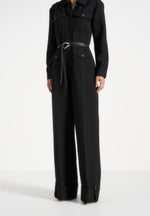 Ruby - Tailored Belted Cargo-Pocket Jumpsuit - Black