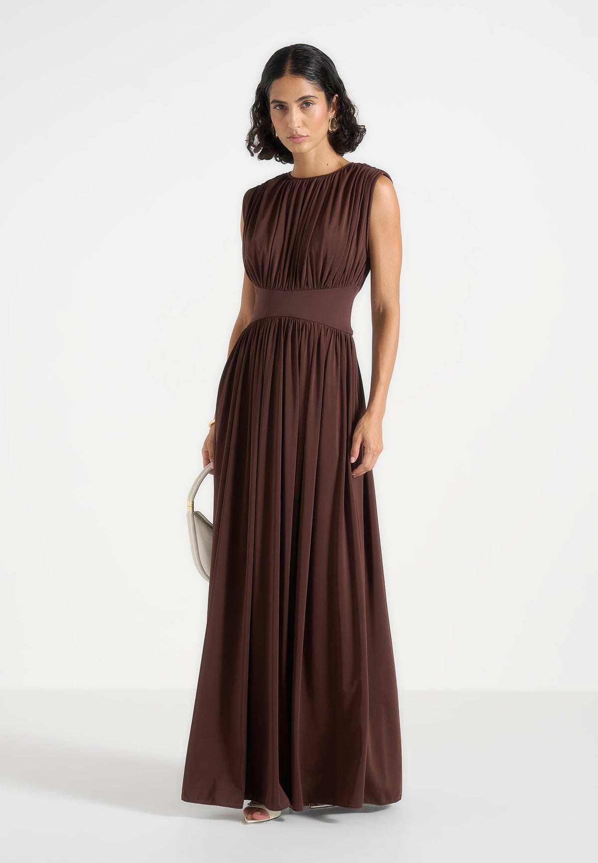 Ivana - Corset Maxi Dress with Detachable Sleeves – Brown