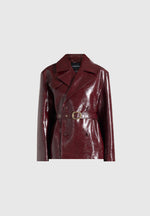 Whitney - Patent Belted Trench Jacket - Wine Red