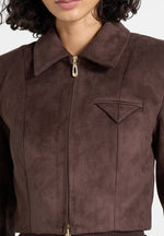 Adina - Suede Cropped Jacket - Brown