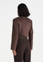 Adina - Suede Cropped Jacket - Brown