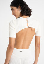 Knitted Backless Jumpsuit - Off White