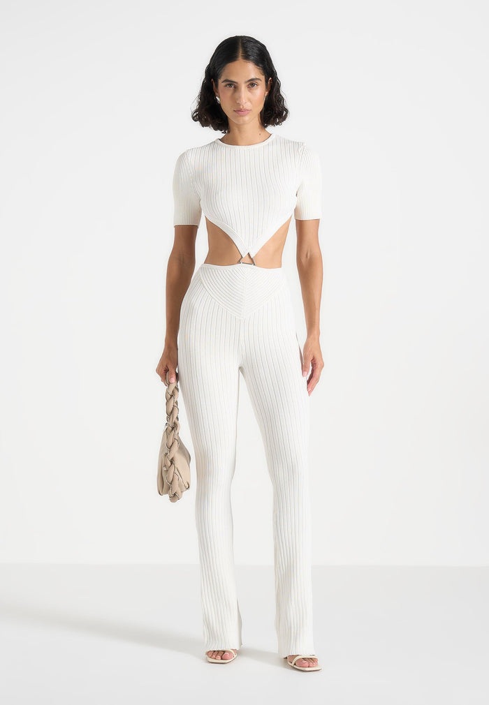 Knitted Backless Jumpsuit - Off White