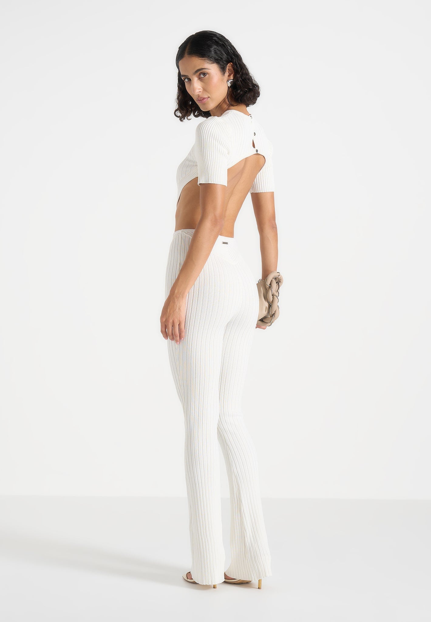 Knitted Backless Jumpsuit - Off White