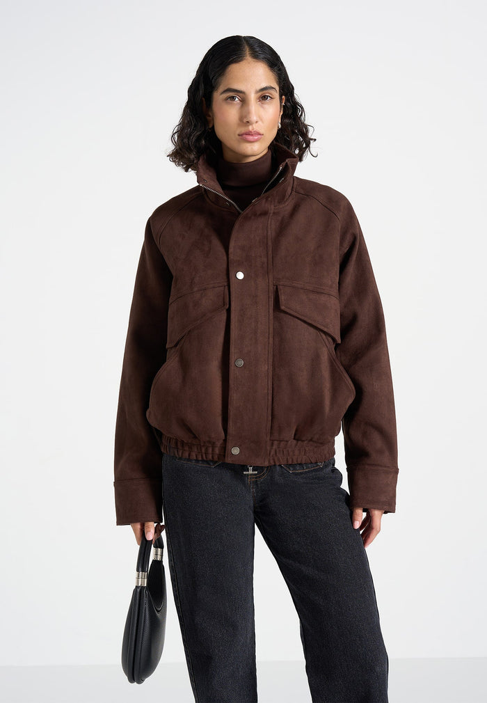 romain-unisex-funnel-neck-suede-relaxed-bomber-jacket