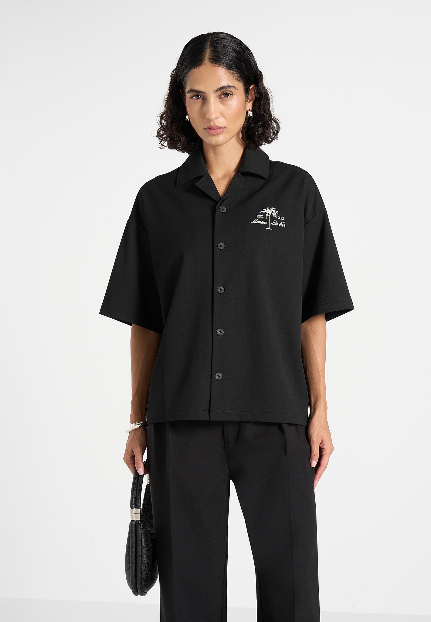 Alexis - Unisex Cote d'Azur Boxy Shirt - Black