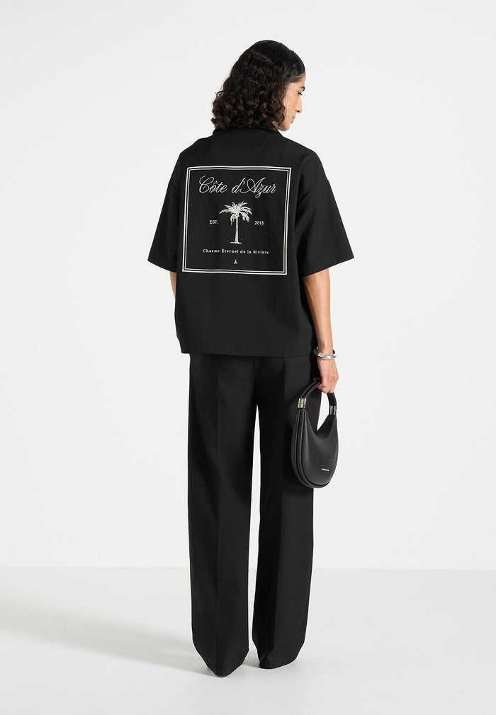 Alexis - Unisex Cote d'Azur Boxy Shirt - Black