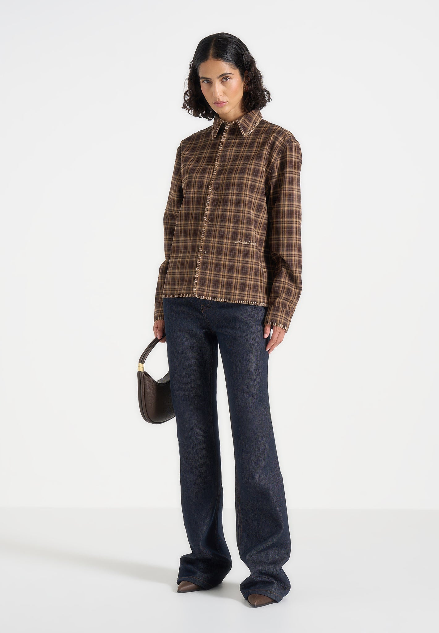 blake-unisex-whipstitch-check-shirt-brown