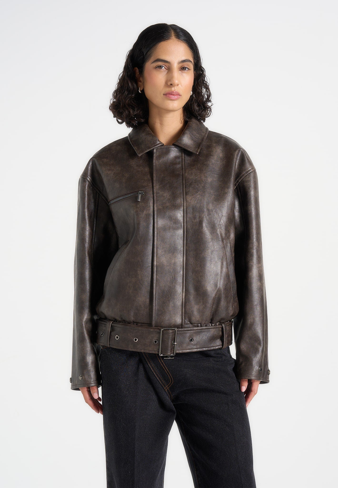 ezra-unisex-vintage-leather-belted-bomber-jacket-brown