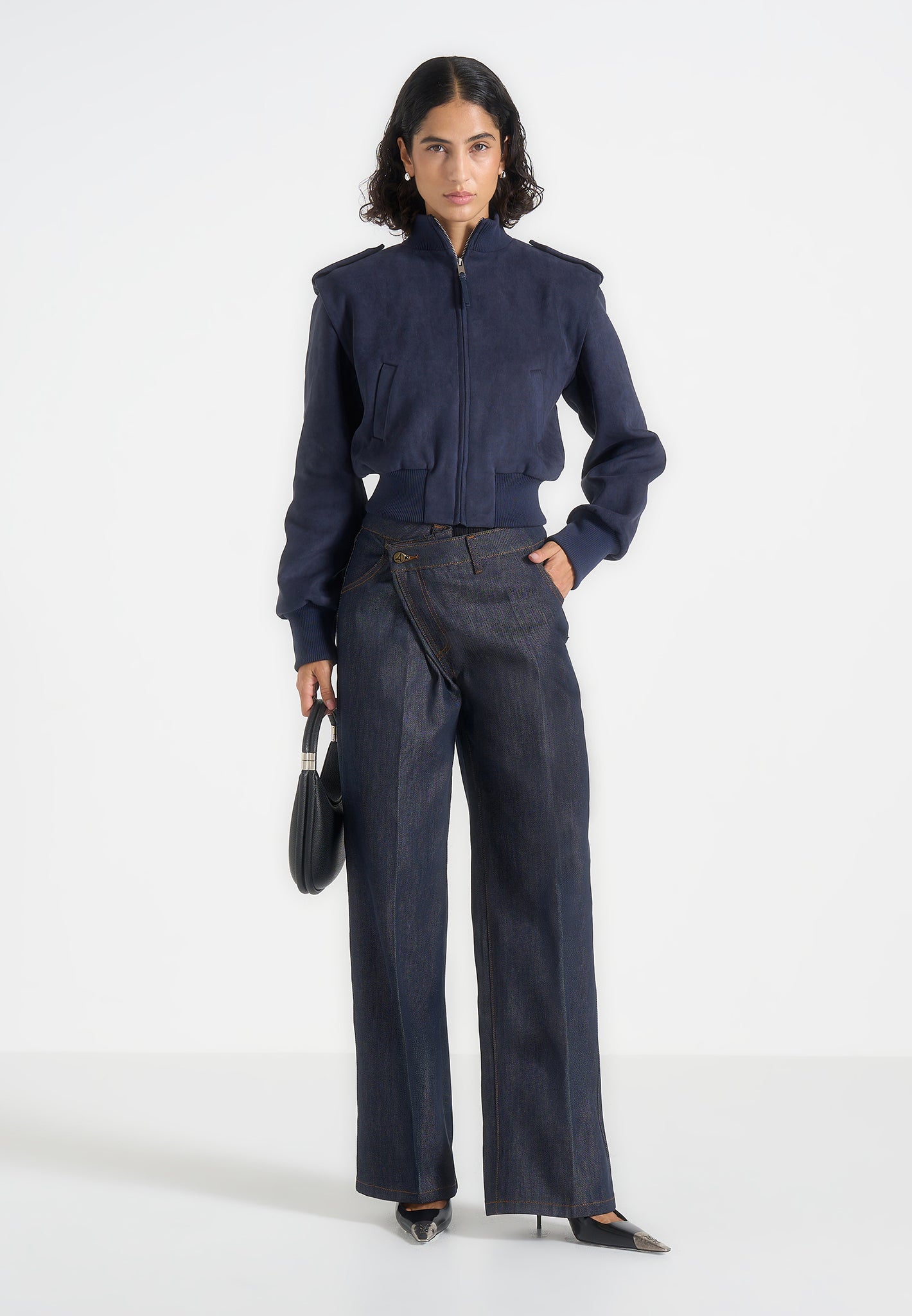 delfina-suede-layered-shoulder-cropped-bomber-jacket-navy