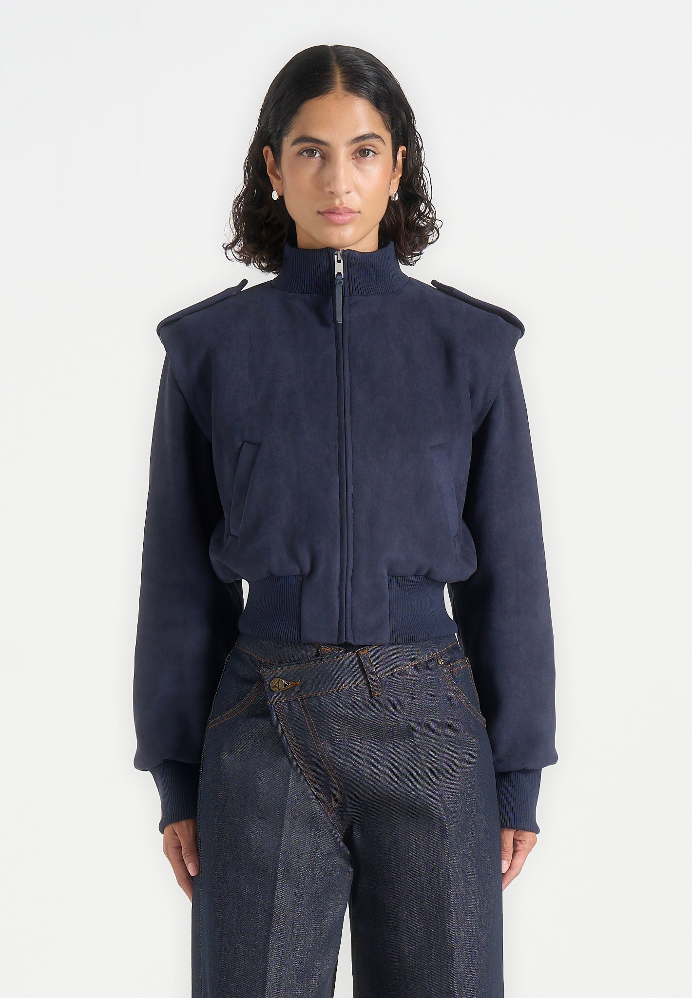 delfina-suede-layered-shoulder-cropped-bomber-jacket-navy