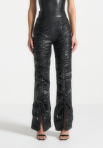 vegan-leather-ruched-trousers-black