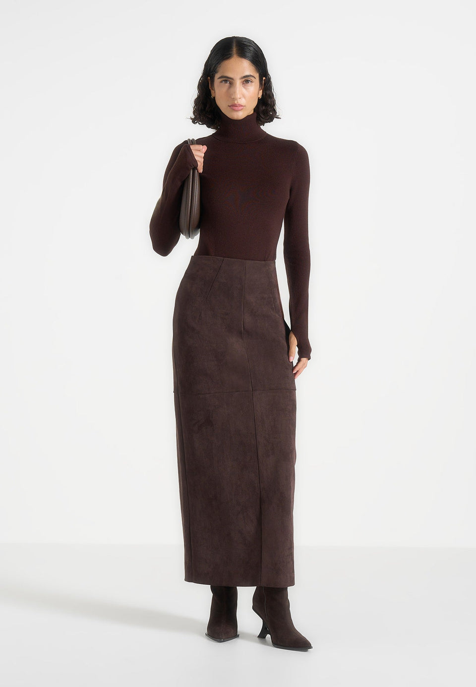 Honor - Wool-Blend Turtleneck Knit Bodysuit - Brown