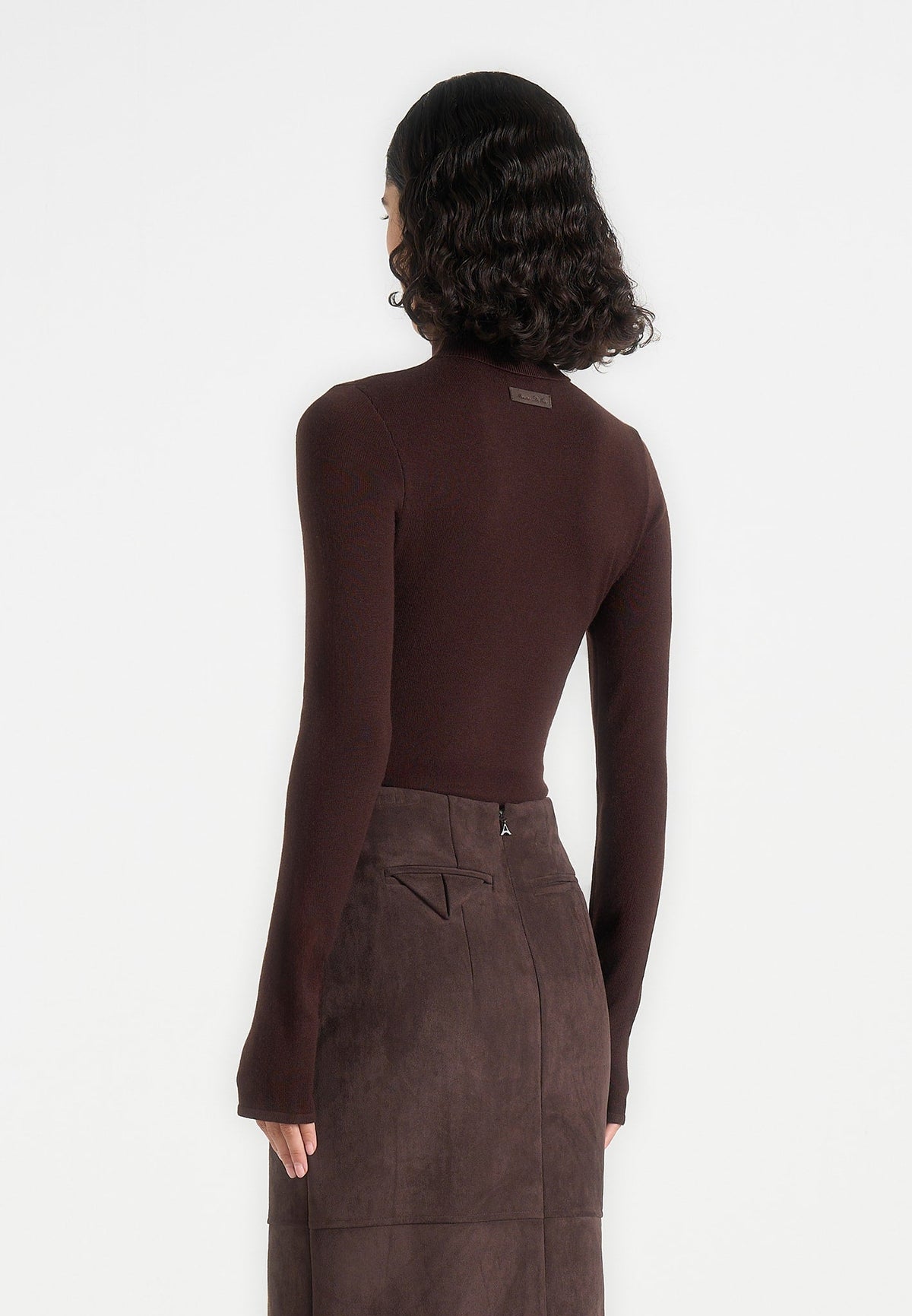 Honor - Wool-Blend Turtleneck Knit Bodysuit - Brown