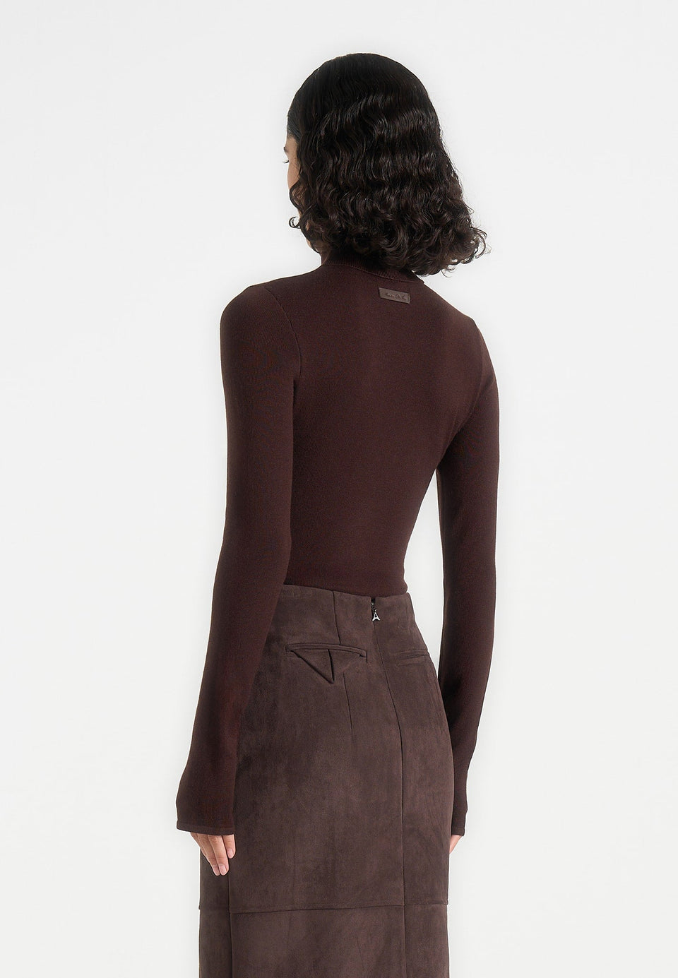 Honor - Wool-Blend Turtleneck Knit Bodysuit - Brown