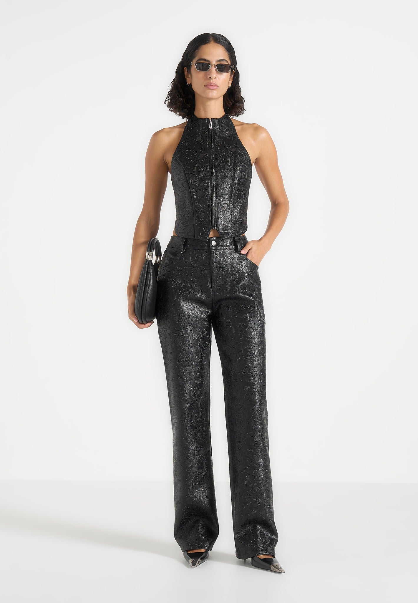 ruth-embossed-leather-mid-rise-trousers-black