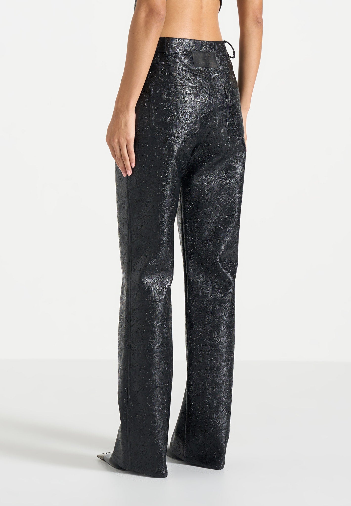ruth-embossed-leather-mid-rise-trousers-black