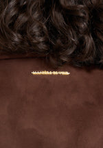 Solange - Suede Tacked Sleeve Corset Jacket - Brown
