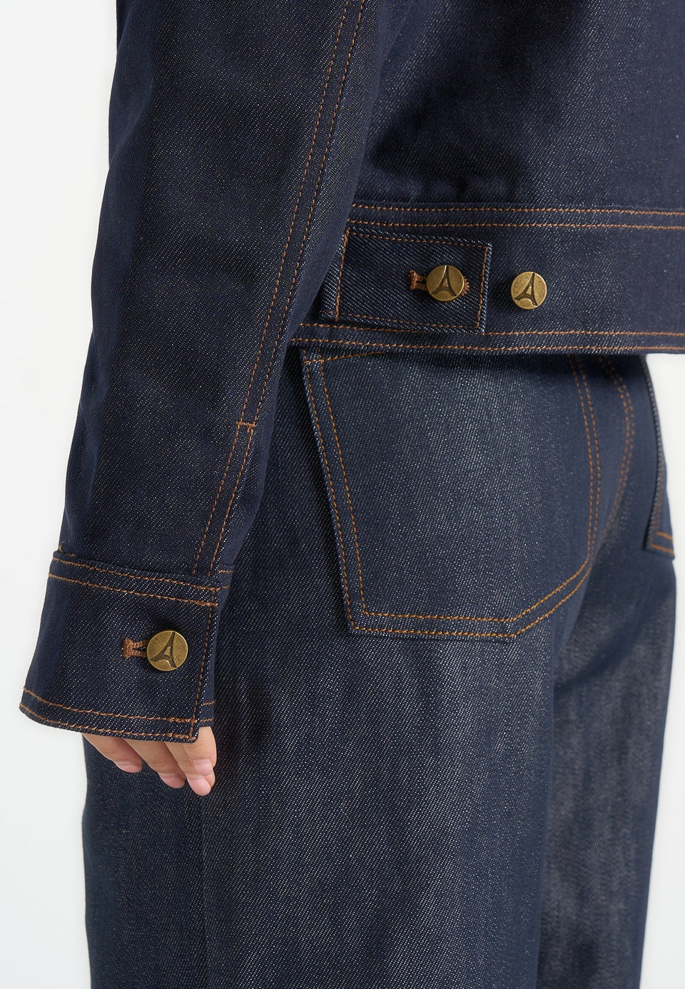 Nino - Unisex Clasp Detail Contrast Stitch Denim Jacket - Indigo