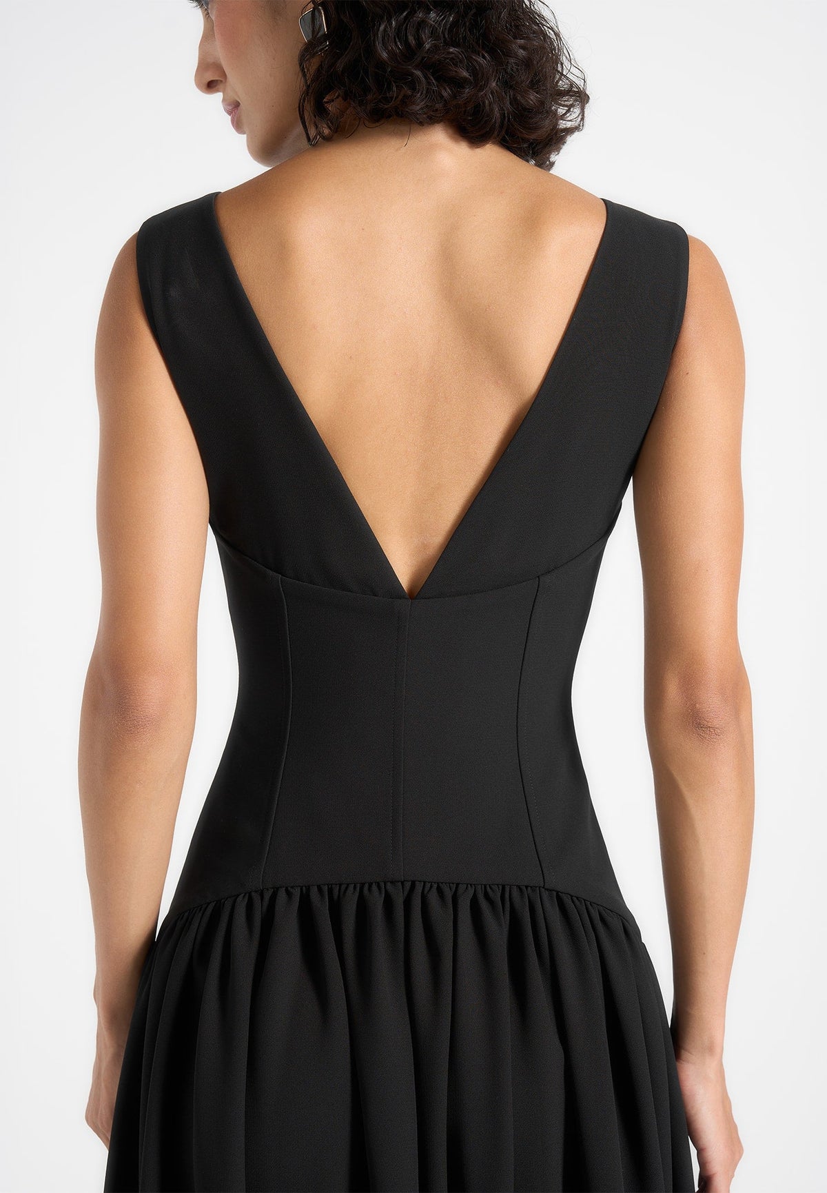 Zadie - Boat Neck Corset Maxi Dress - Black