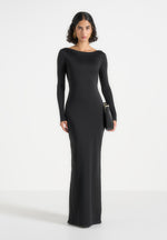 Tilly - Open Back Chain Detail Maxi Dress - Black