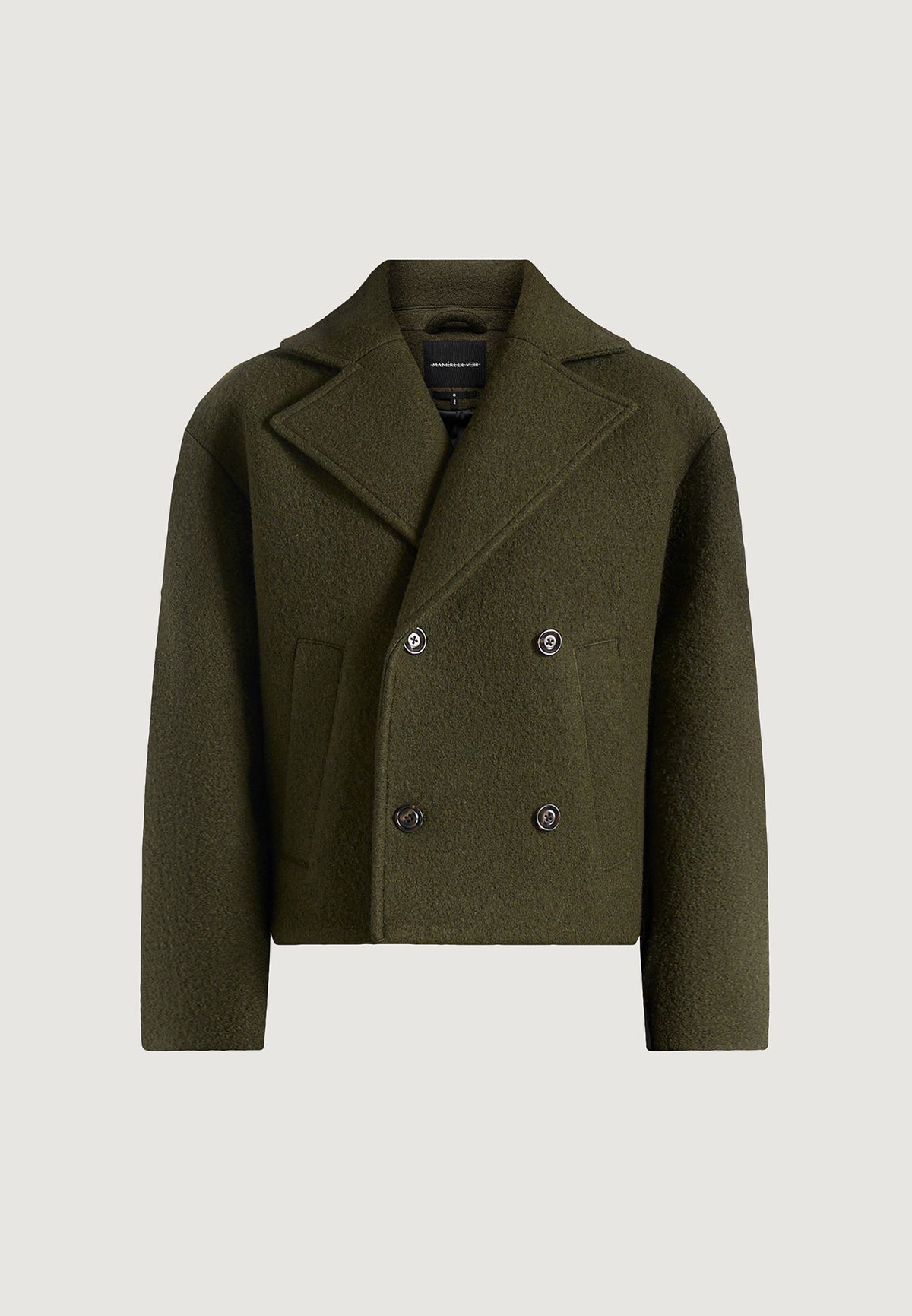 Mika - Unisex Double Breasted Wool Jacket - Olive