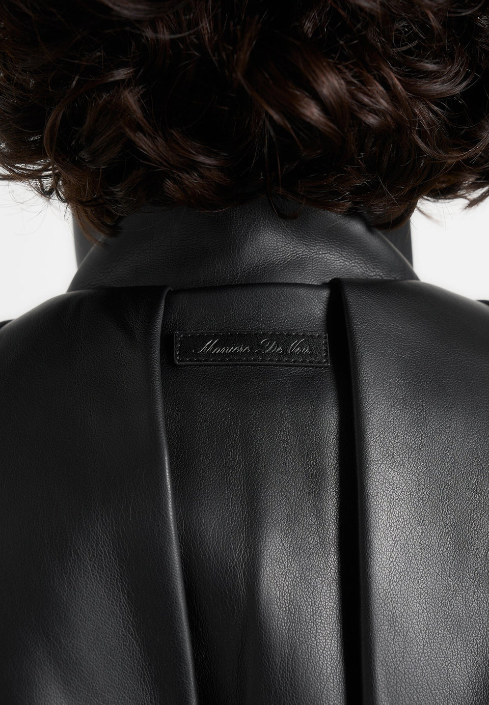 Piper - Oversized Pleated Leather Bomber Jacket - Black