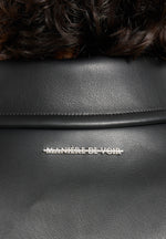 Maggie - Leather Collared Hourglass Jacket - Black