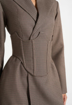 Lacey Corset Blazer Dress - Brown