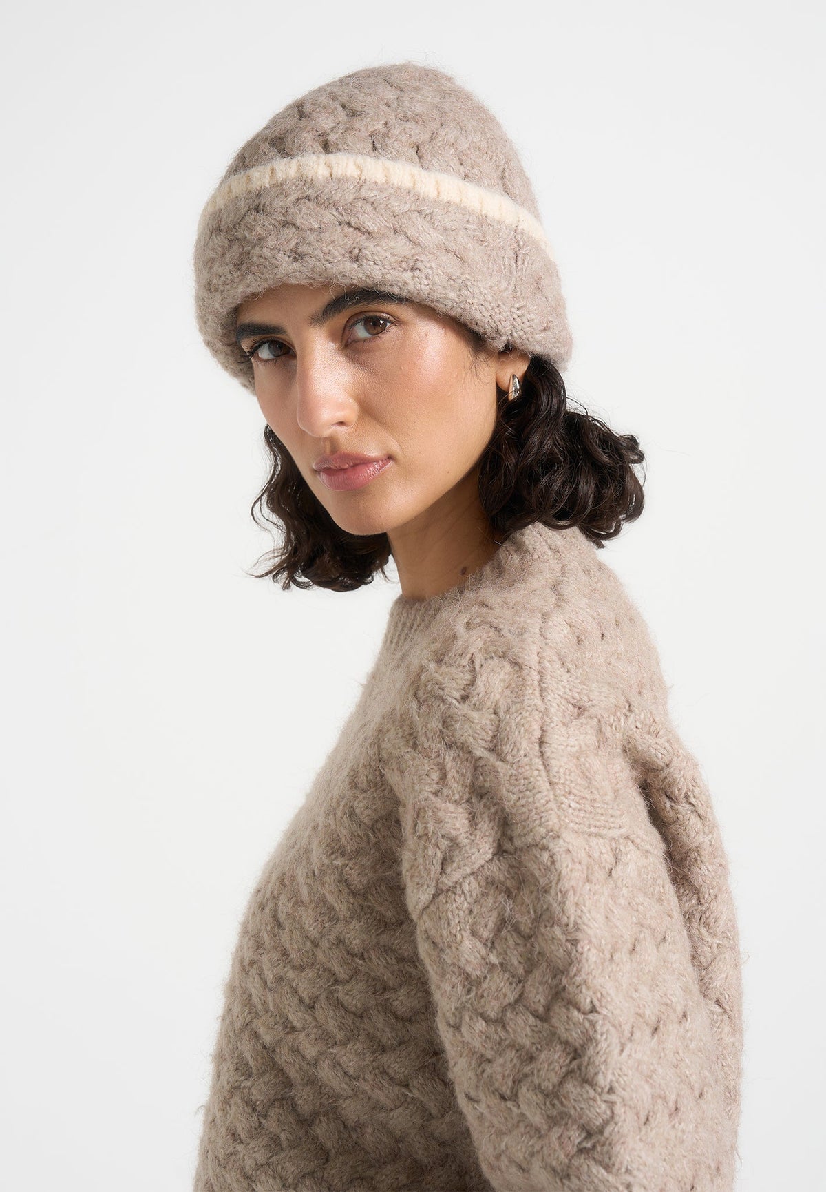 Otis - Waffle Knit Beanie - Beige