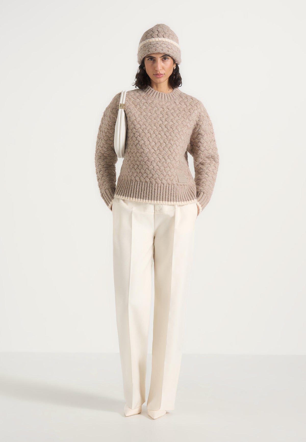 Otis - Waffle Knit Beanie - Beige