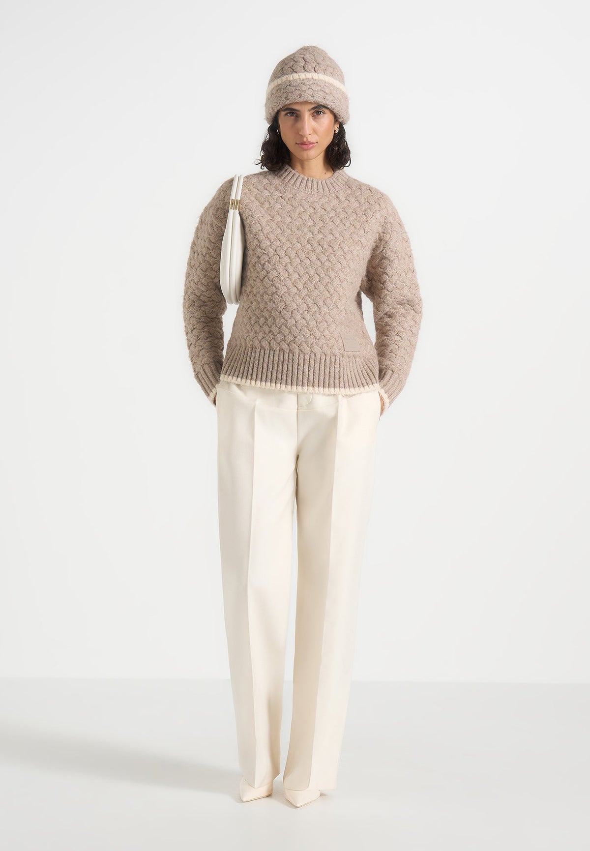 Otis - Waffle Knit Beanie - Beige