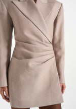 Yasmin - Asymmetric Ruched Blazer Mini Dress - Taupe