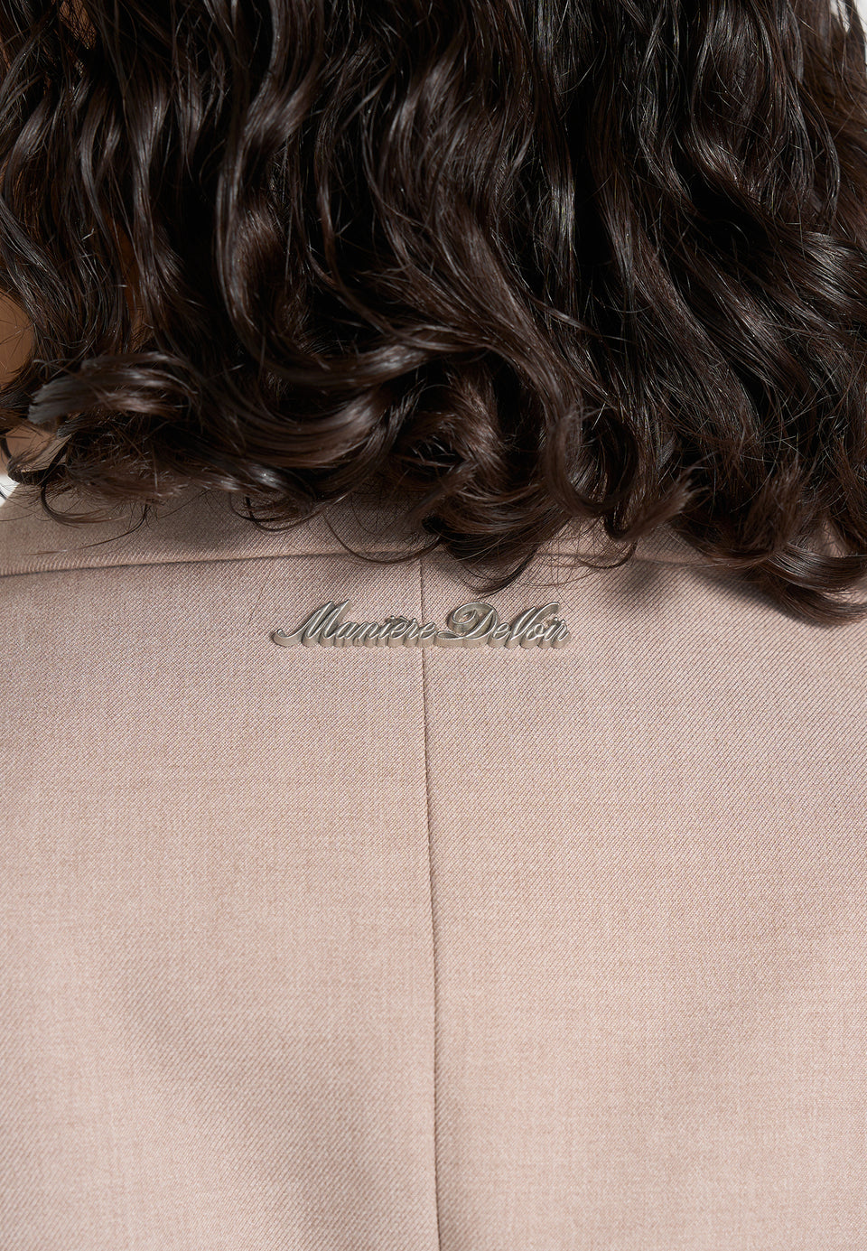 Yasmin - Asymmetric Ruched Blazer Mini Dress - Taupe