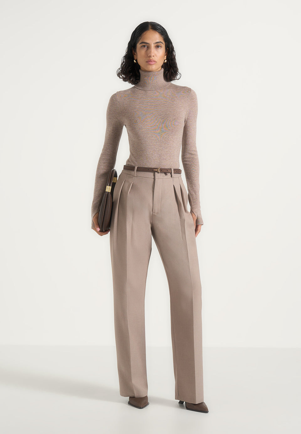 Honor - Wool-Blend Turtleneck Knit Bodysuit - Taupe
