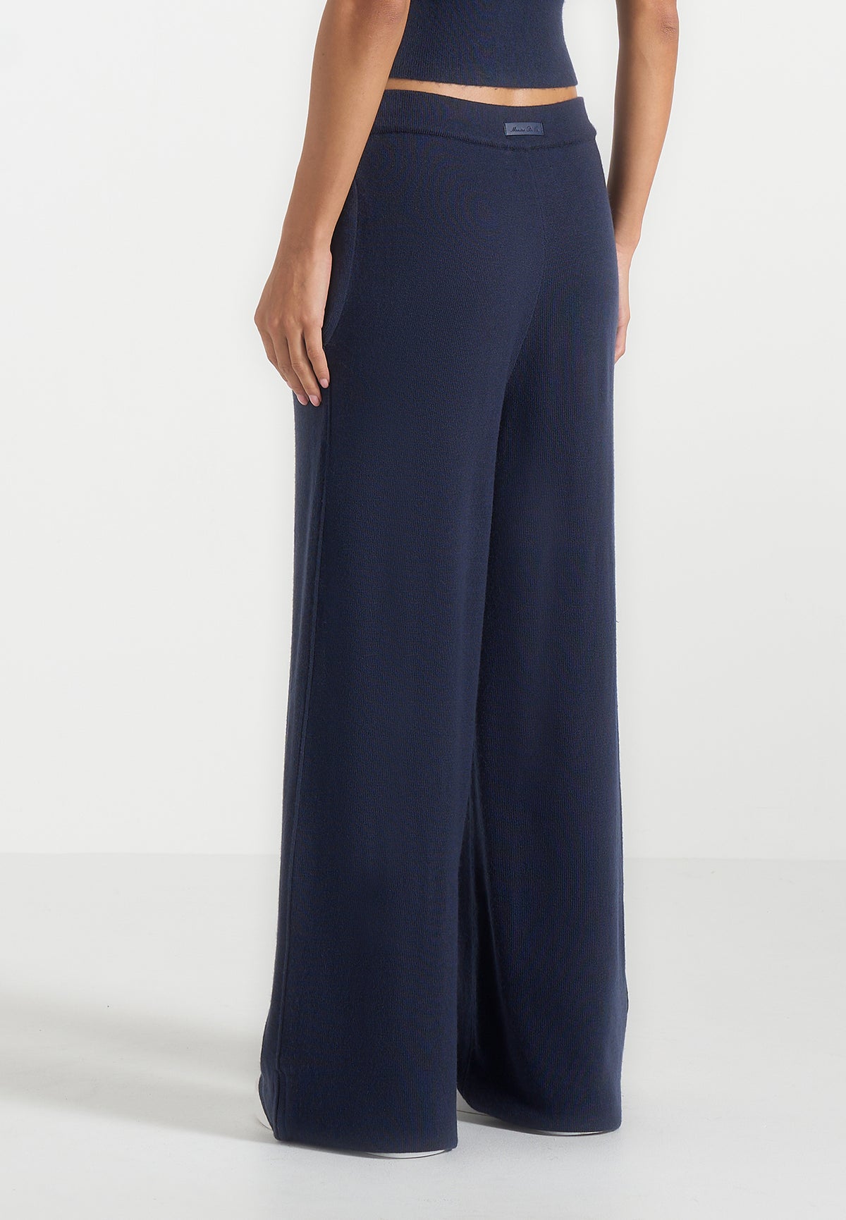 Mirella - Wide Leg Knit Sweatpants - Navy