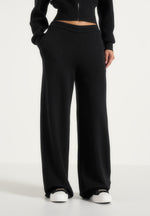 Mirella - Wide Leg Knit Sweatpants - Black