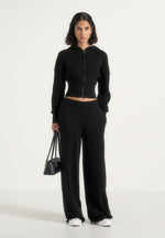 Mirella - Wide Leg Knit Sweatpants - Black