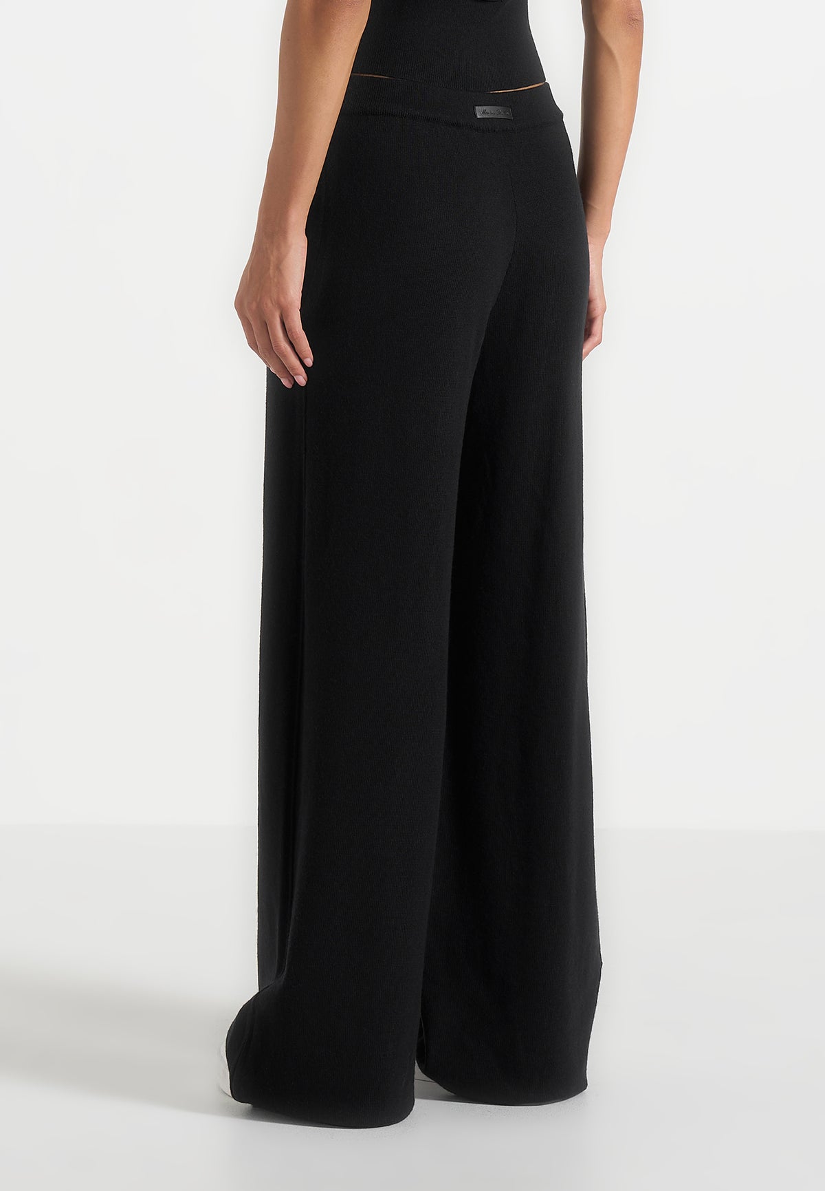 Mirella - Wide Leg Knit Sweatpants - Black