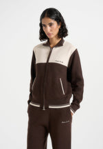 Mathieu - Color Block Signature Knit Jacket - Brown / Cream